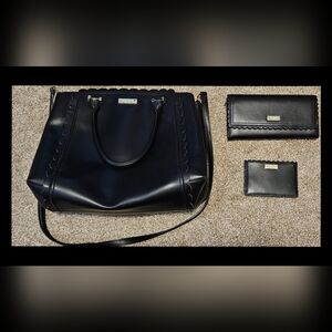 Black Leather Women's Bag Set